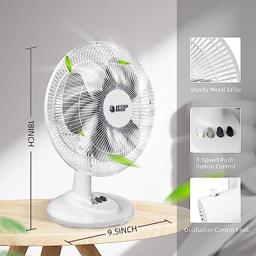 Beyond Breeze Oscillating Table Fan Quiet 3-Speed 12-Inch Adjustable Tilt Fan With Safety Grill thumb #1