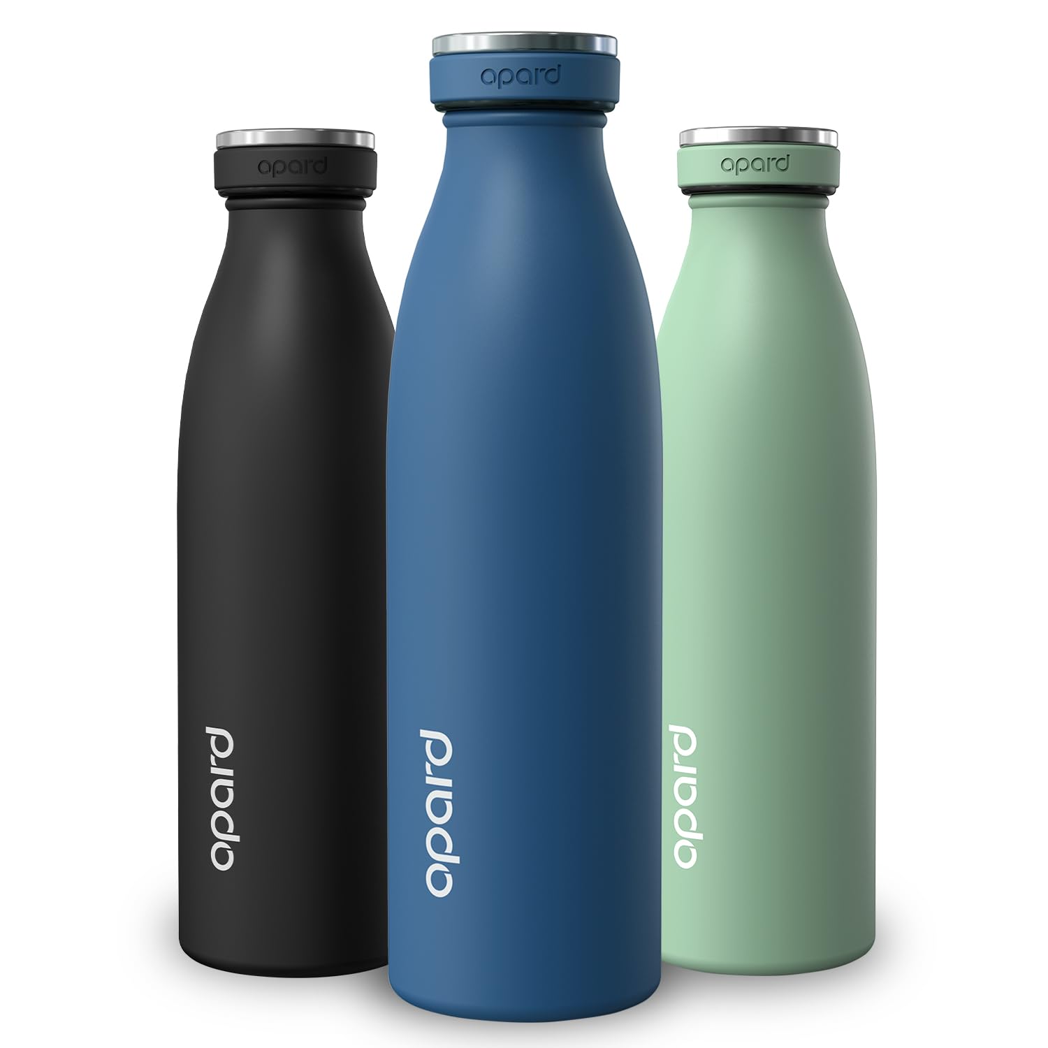 Opard Grip Insulated Water Bottle Stainless Steel, 36h Cold & 12hr Hot Metal Water Bottle 500ml, Leakproof Drink Bottle, No Sweat Thermal Flask for Adults Kids Blue