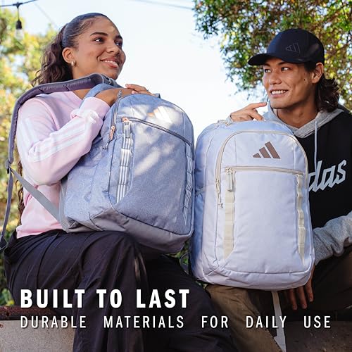adidas Excel Backpack for Men & Women – Durable Large Athletic Laptop Bag, 7.0/Twill Grey/Grey/Rose Gold, OSFA image 7