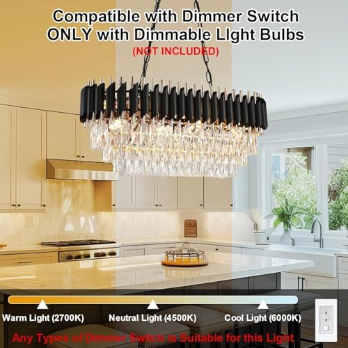 Image of Modern Crystal Chandelie Pendant Crystal Jhumar | for Home| Chandelier for Restaurant | Jhoomar for Hotel | Light Fixture (800X300MM Black Mambha)