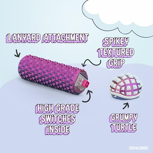 Image of Distractibles Shelly - Sensory Fidget Clicker, Textured Pain Stim Device, Stress Relief for Focus and Concentration (Neon Harmony)
