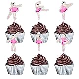 MEFENG 18Pcs Ballerina Cupcake Toppers - Ballet Girl Cupcake Decorations - Happy Birthday Cake Picks