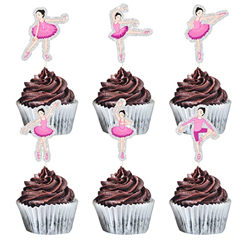 Mefeng 18Pcs Ballerina Cupcake Toppers - Ballet Girl Cupcake Decorations - Happy Birthday Cake Picks For Dancing Princess - Girl Birthday Party Decorations #TOP12