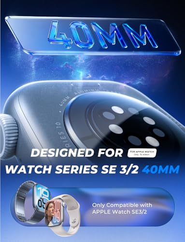 Image of MAGIC JOHN for Apple Watch 40mm SE 3 /SE 2 /SE Series /6 /5 /4 Screen Protector | 2 Pack,[Automatic Align Tech] Self-Healing Flexible EPU Film,HD Transparent, Anti Scratch, Bubble Free