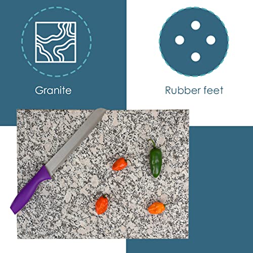 12"X16" Natural Granite Chopping Board (White), By Home Basics | Cutting Boards For Kitchen | Kitchen Serving Boards With Non-Skid Feet | For Veggies, Meats, And Dough Preparation #TOP1