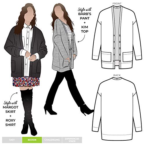 Patron Sabel Boyfriend Cardi pour coudre un gilet fluide grande taille