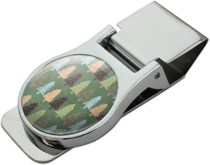 GRAPHICS & MORE Spunky Christmas Trees Satin Chrome Plated Metal Money Clip