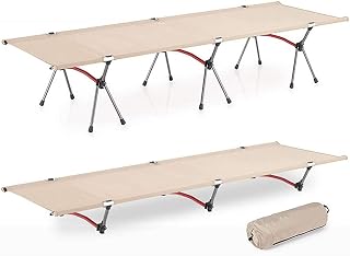 YXUANYZNB Cuna plegable portátil ligera para acampar al aire libre, resistente, alta y baja aleación de aluminio, tumbonas para dormir con bolsa de transporte, color blanco