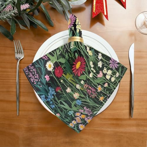 Servilletas de Tela Qilmy Wildflowers Negra Set x6 miniatura 2