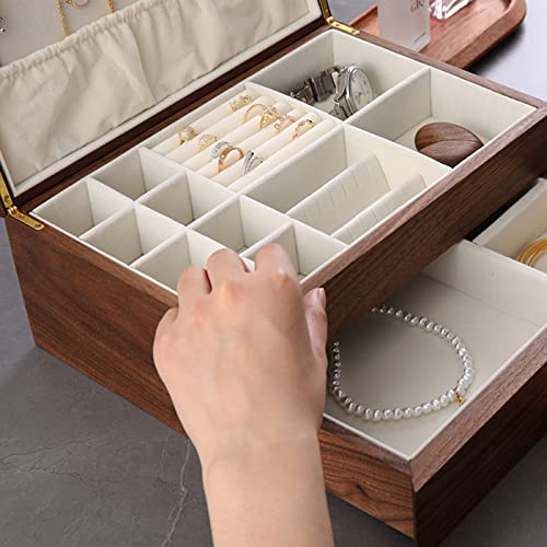 Miniatura 4 de Joyero - Organizador De Joyero Vintage Cuadrado De Madera Maciza Hecho A Mano Con Cajón Forrado De Terciopelo Para Pulseras, Relojes, Collares, Anillos, Aretes Y Accesorios
