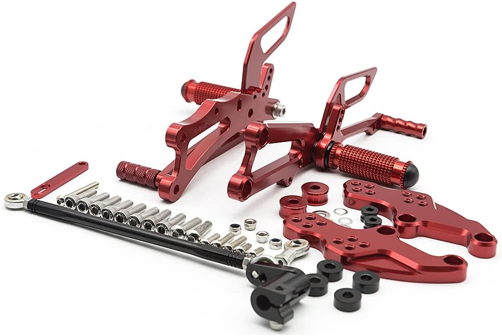 CNC GPR125 11-17 Motorcycle Rearset Foot Pegs Rear Set Footrests Fully Adjustable Foot Boards Compatible with GPR125 RS4 125 4T 2011-2017 Red