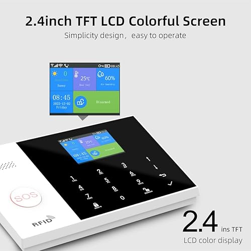 Miniatura 5 de YBJ Sistema de alarma inalámbrico 4G y WiFi, sistema de alarma antirrobo para seguridad del hogar con control de aplicación, sensor de ventana de