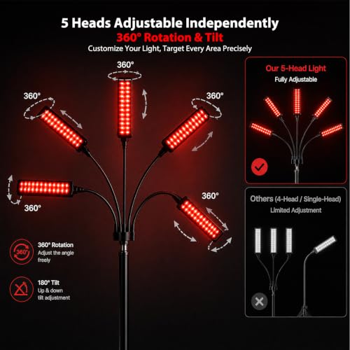Red Light Therapy for Face and Body, Red Infrared Light Therapy Lamp with Stand Led 660nm Red Light-Therapy& 850nm Infrared Light Device for Body Gift for Her — view 4
