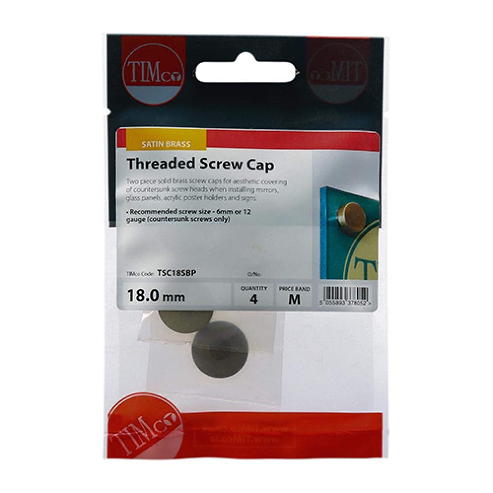 Timco Tsc18sbp Satin Brass Screw Cap Bag Of 4