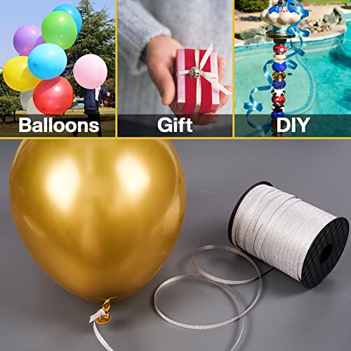 Partywoo Silver Ribbon, 500 Yard Curling Ribbon For Crafts, Balloon Ribbon, Glitter Ribbon For Gift Wrapping, Ribbon For Balloons String, Hair, Florist Flower (1 Roll) #TOP3