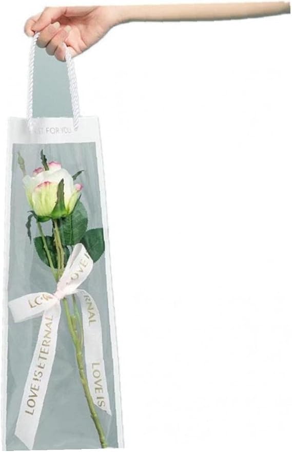 10pcs Flower Packing Box Transparent PVC Flower Bouquet Bagging Florist Decoration Long Tote Clear Bag Collocation Packaging Bag