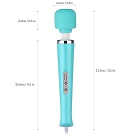 CHARMING Wired Powerful Handheld Back Massager with 10 Strong Vibrations Modes, Personal Therapy Massager for Sports Recovery, Muscle Aches, Body Pain-Light Blue