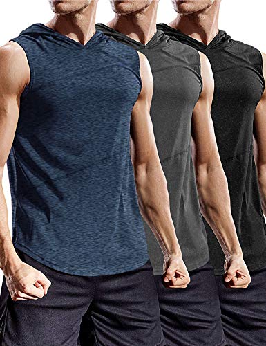 COOFANDY Men's 3 Packs Gym Tank Top Workout Hoodied Muscle Bodybuilding Training