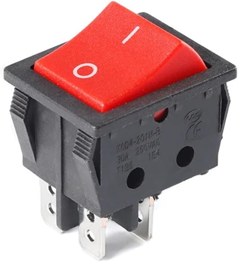 Rocker Switches 250VAC Red Green Black Blue LED Light 4P 6P 2Gears White Socket 30A Silver Switch Power Button Cap(Green LED 4P)