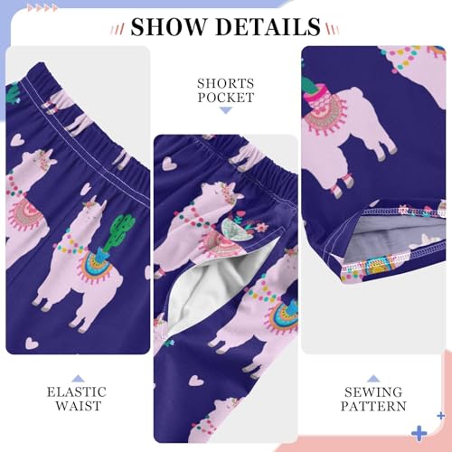 Llama Cactus Love Boys Long Pants Soft Trousers Elastic Waist Kids Lounge Bottoms with Pockets S-XL4