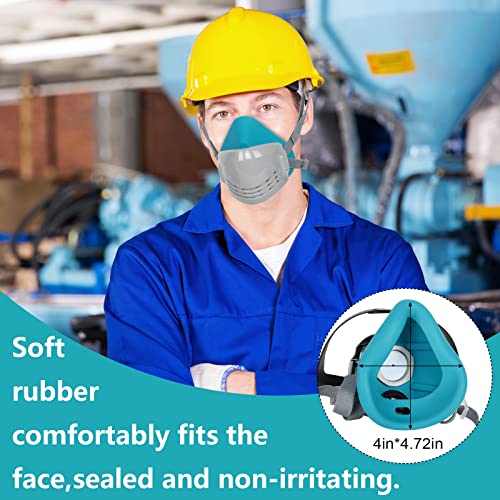 ANUNU Reusable Half Facepiece with 20 Filters Set Dust Respirator with Replaceable Filters for Painting, Polishing, Welding, Vapor, Woodworking and Other Work Protection - Thumbnail 2
