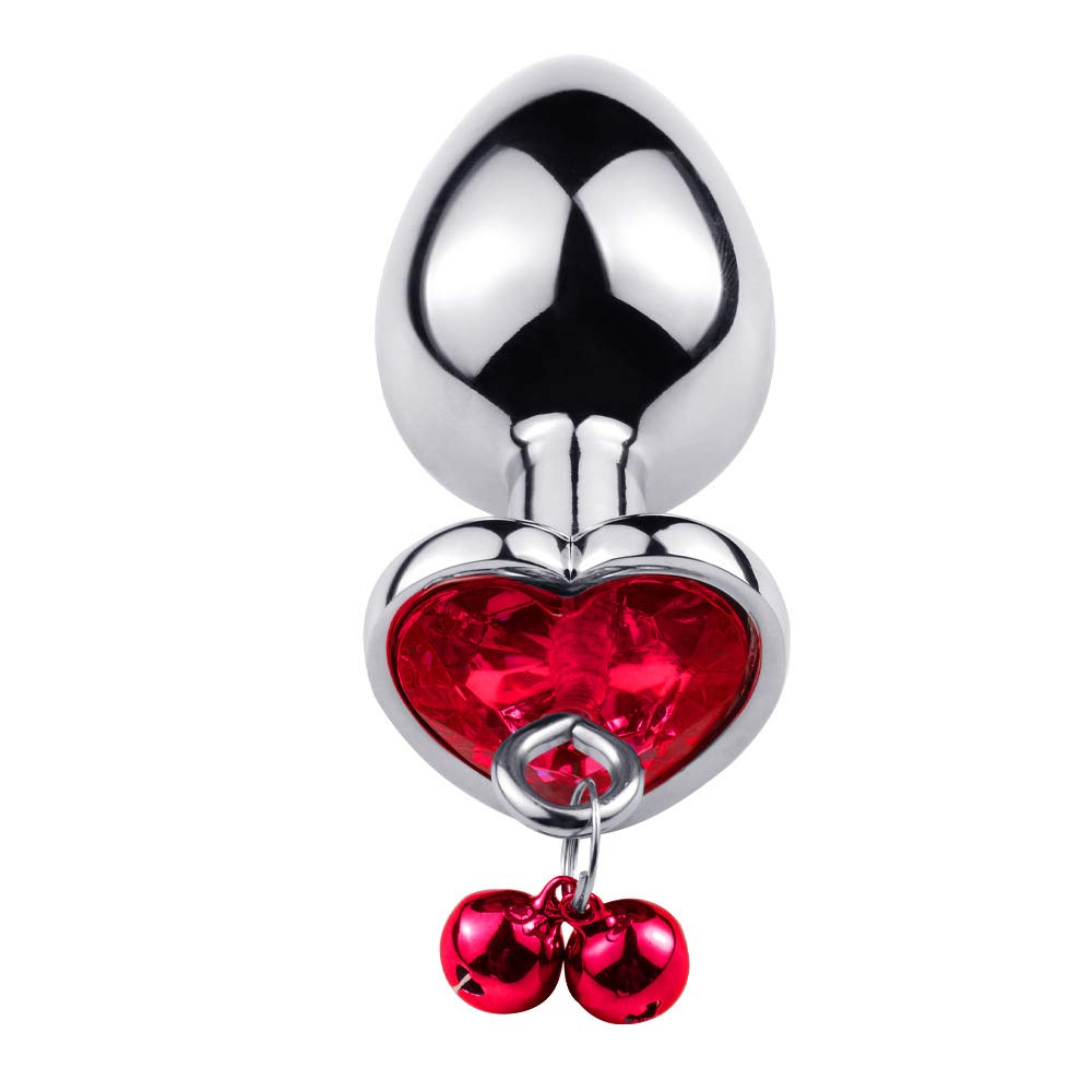 3 Pcs Metal Anal Butt Plug Toys Heart Shaped Bell Anal Trainer Jewelry Design Fetish Butt Plug Kit SM Adult Gay Anal Plugs Woman Men Sex Gifts Things for Beginners Couples (): Red