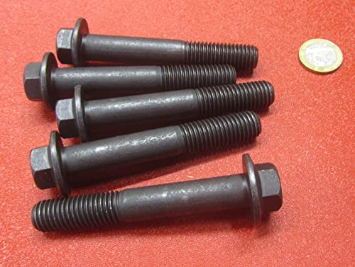 Class 10.9 Black Oxide Steel Flange Bolts M14 x 2 mm x 90 mm Long PT 5 pcs Bolt-5385-21-12