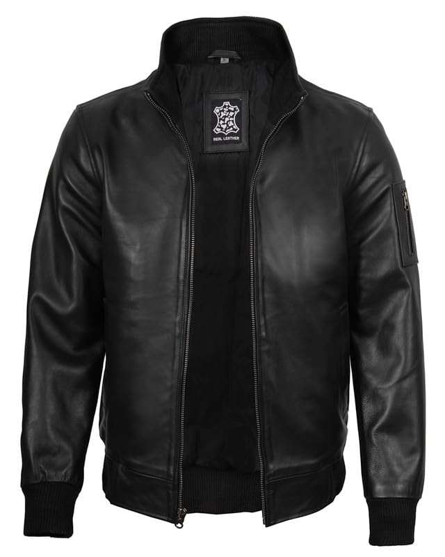 Image of Blingsoul Disc Real Leather Jacket Men- Black Leather Jacket | [1100813] Clark, M