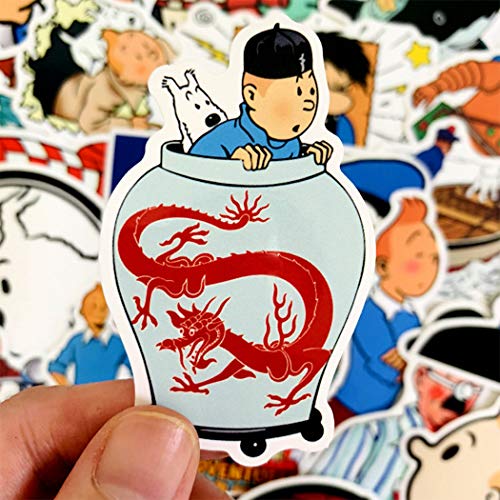 Image of The Adventures of Tintin Stickers for Water Bottles 25Pcs Cute,Waterproof,Aesthetic,Trendy Stickers for Teens,Girls Perfect for Waterbottle,Laptop,Phone,Travel Extra Durable Vinyl