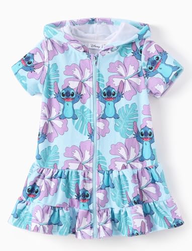Image of Disney Princess Frozen Stitch Marvel Minnie Girl Swim Cover Up Terry Cloth Swimsuit Coverup Zip-up Bathing Suit Wrap Hooded