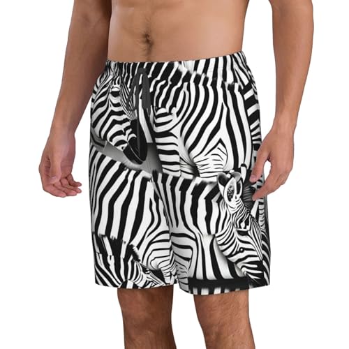 Zebra Print Mens Casual Shorts Drawstring Summer Beach Stretch Shorts Novelty Swimtrunks2