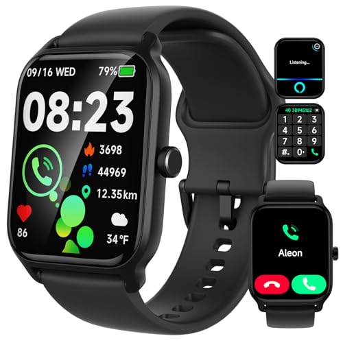 Reloj Inteligente Hombre Mujer - 1,8' Smartwatch Hombre con Alexa y Llamadas Bluetooth,Reloj Deportivo con 100+ Deportes,Podómetro,Pulsómetro,Monitor de Sueño,260+ Diales,300 mAh,para Android iOS