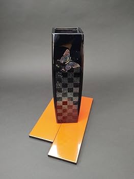 アソベ輪島塗り花器 金色植物模様 アソベ輪島塗り花器 金色植物模様