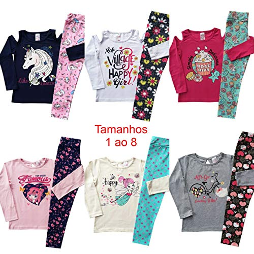 Kit com 3 Conjunto Infantil Menina - Meia Estação - 1 ao 8