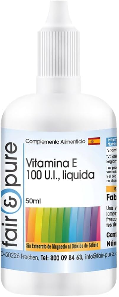 Fair & Pure - Vitamina E lquida pura - Aceite de Vitamina E 100 U.I. -  D-alfa-tocoferol Natural - 50ml : Amazon.es: Salud y cuidado personal