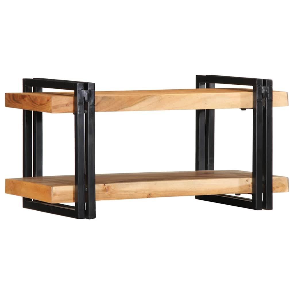 Wandregal 70x33x35 cm Massivholz Akazie mit 60 kg Tragkraft, stabiles Hifi Regal und Medien Schrank für Wohnzimmer, Aufbewahrung von DVD, CD, Vinyl, Router und Gaming Zubehör