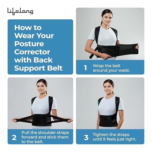 Image of Lifelong Posture Corrector Belt for Men & Women |Free Size Back Support Belt for Back Pain Relief, Shoulder & Spine Alignment |Universal Adjustable Belt for Back Straightening & Improved Posture