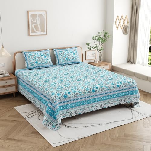 Image of Skin Friendly bedsheet Double Size Bed Cotton bedsheets for Double Size Bed, 1 Double Size bedsheet Cotton with Pillow Cover Set of 2 | 240 TC Soft Bed Sheet Double Size