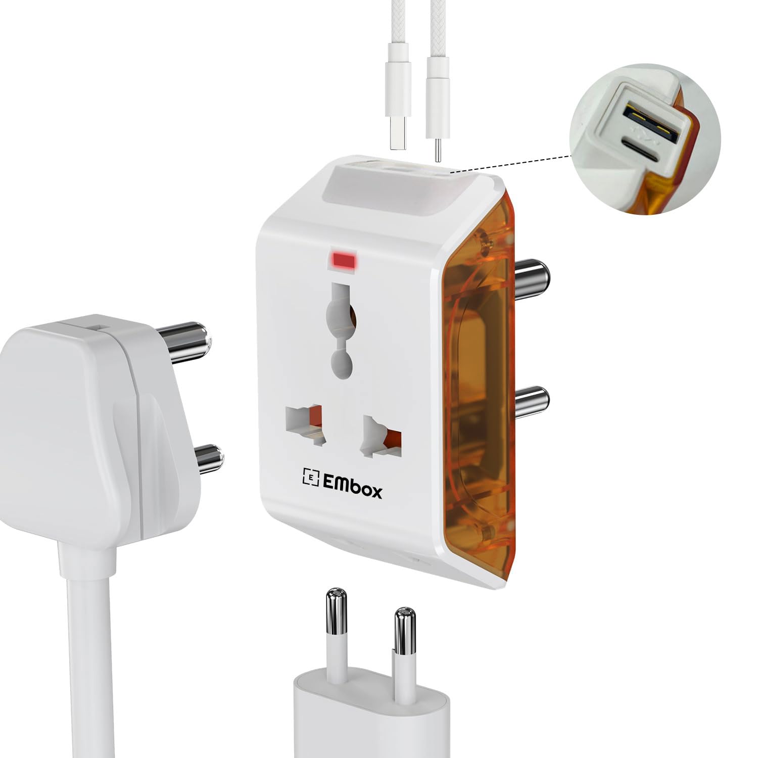 EMBOX Multi Plug Adapter with USB C & A | Universal 3 pin Plug Socket | Compact Travel Adapter for Mobile, Laptop & Tablet | Surge Protection | Fast Charging USB Wall Plug, Pack of 1 — Amazon image 7