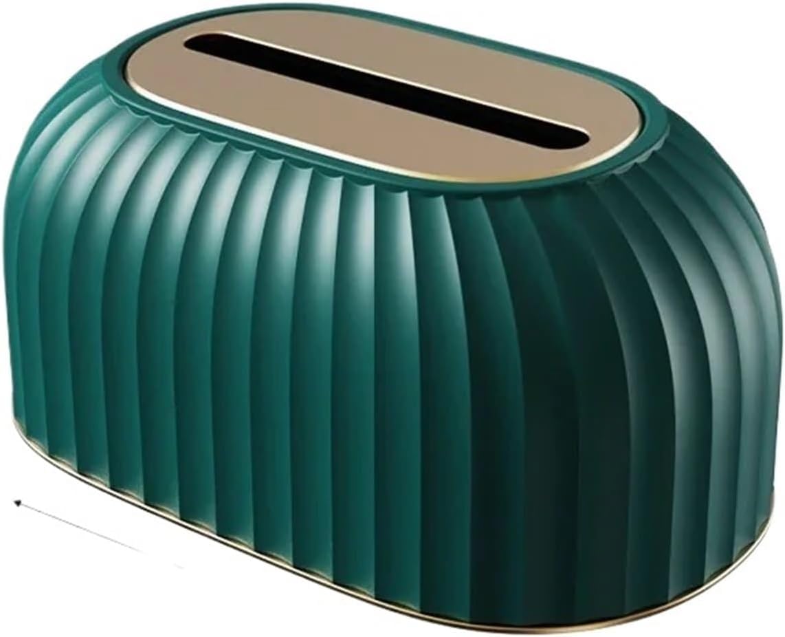 Tissue Box Cover Holder, Striped Toilet Paper Box Table Napkin Holder Dispenser Home Decoration(Green)