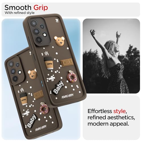 Image of Pikkme Back Cover for Samsung Galaxy A52 / A52s 5G | Cute Fun Cartoon 3D Bear Silicone Full Body Protection Bumper Case (Brown)