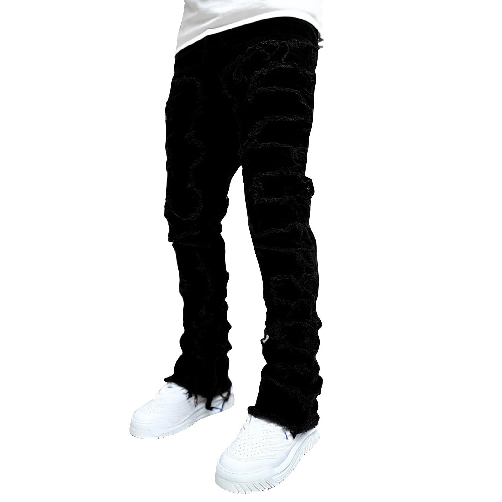 SOOUICKER Jeans Herren Stretch Slim Fit Jeans Herren Destroyed Vintage Hosen Denim mit Löcher Freizeithose Lang Modern Ripped Arbeitsjeans Comfort Fit