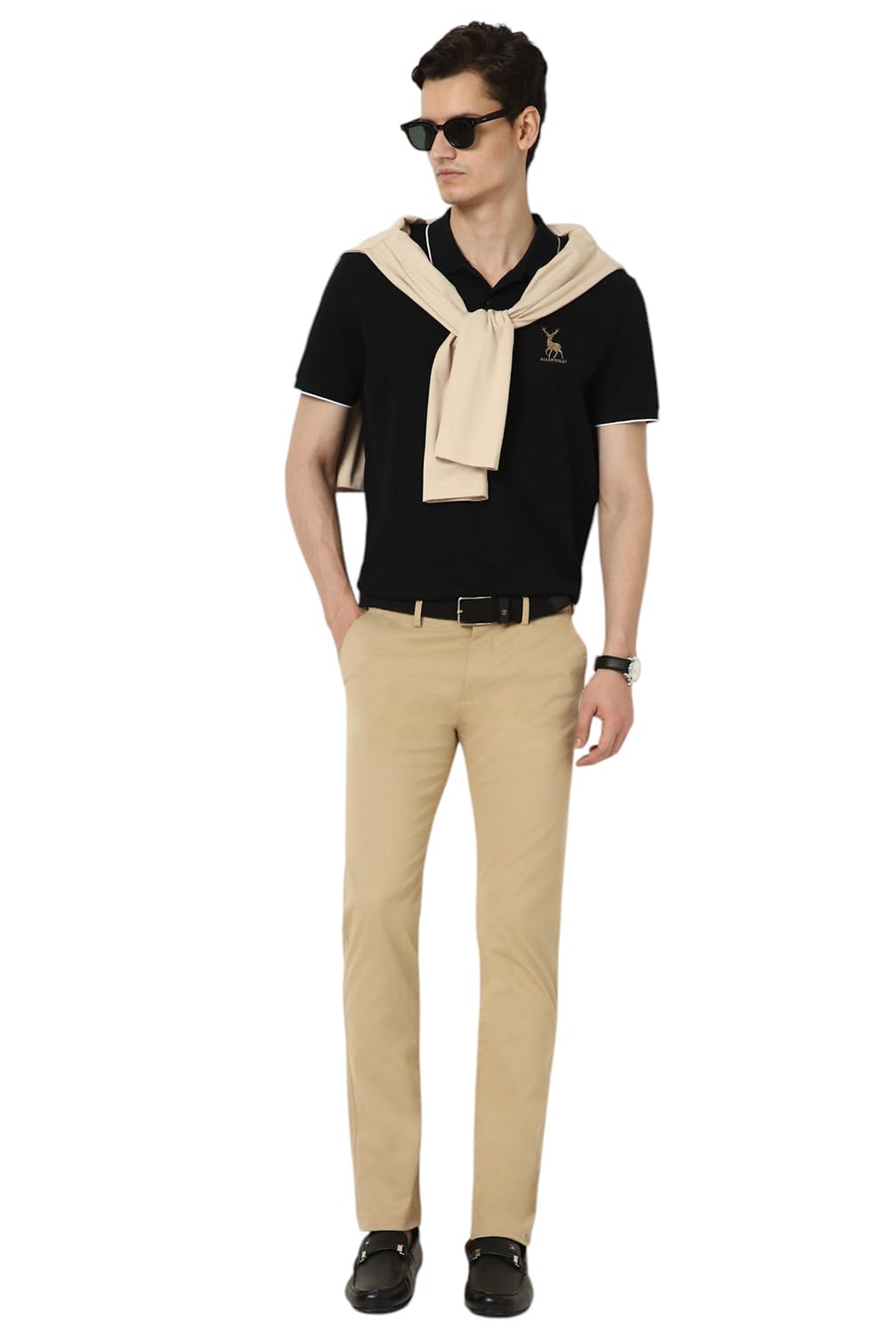 Peter England Men Mid Rise Slim Casual Pants (PCTFSSSBC04837_Beige, 30 - Image 5 thumbnail