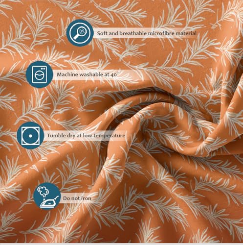 Housse de couette botanique orange 260x240cm pour raviver un lit terne