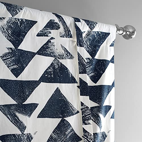 Image of HPD Half Price Drapes Room Darkening Tie Up Curtains 46 X 63 Inch Triad Printed Cotton Window Roll Up Balloon Curtain for Living Room, Kitchen PRTW-TUD35C-63 (1 Panel), Triad Indigo