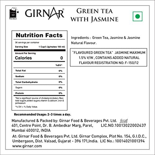 Girnar Green Tea with Jasmine (10 Tea Bags) - Image 2 thumbnail