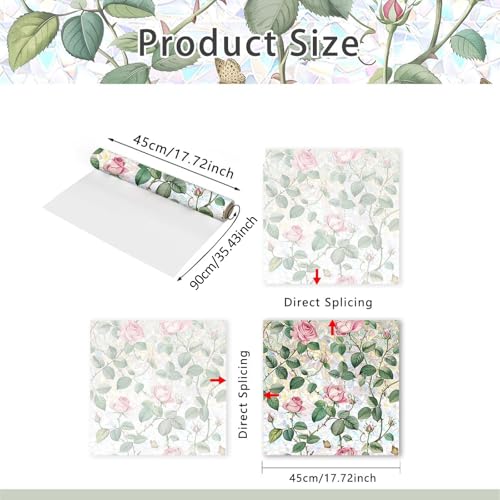 Image of XhuangTech Flower Sunroof Film Floral Rainbow Effect Static Clings Window Privacy Film Sun Protection Stained Glass Decals for Car Moonroof and Home (F837, 17.72 x 35.43 Inch)