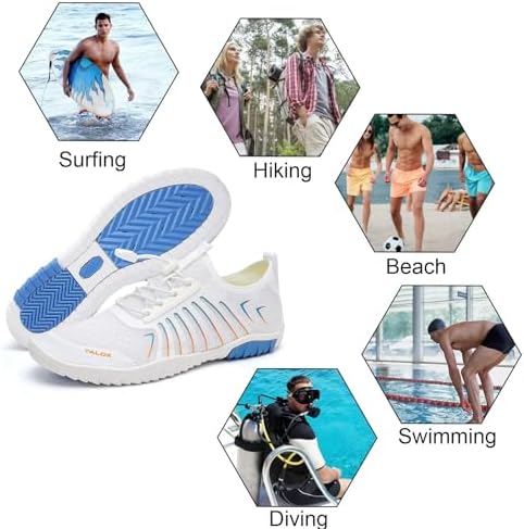 YALOX Water Shoes Men's Women's Swim Shoes Outdoor Beach Barefoot Quick-Dry Aqua Pool Socks Swimming Yoga Surfing Exercise(A03-White,39EU) — view 5