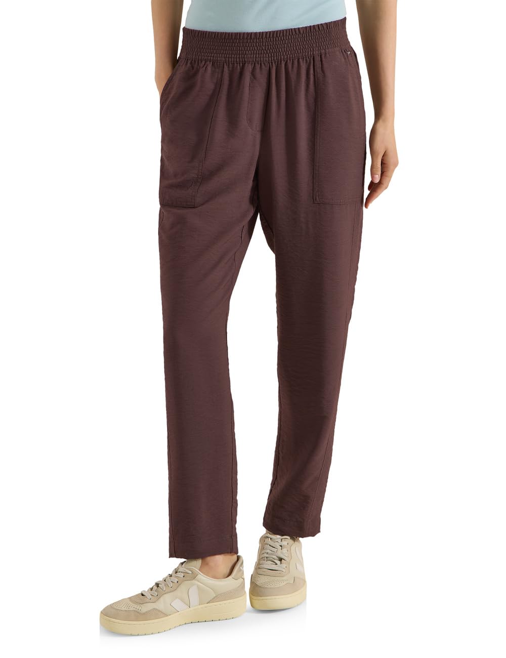 Cecil Women's Mid Waist Slim Leg Trousers in Loose Fit 3818763, Brown Cacao, XXL x 28L