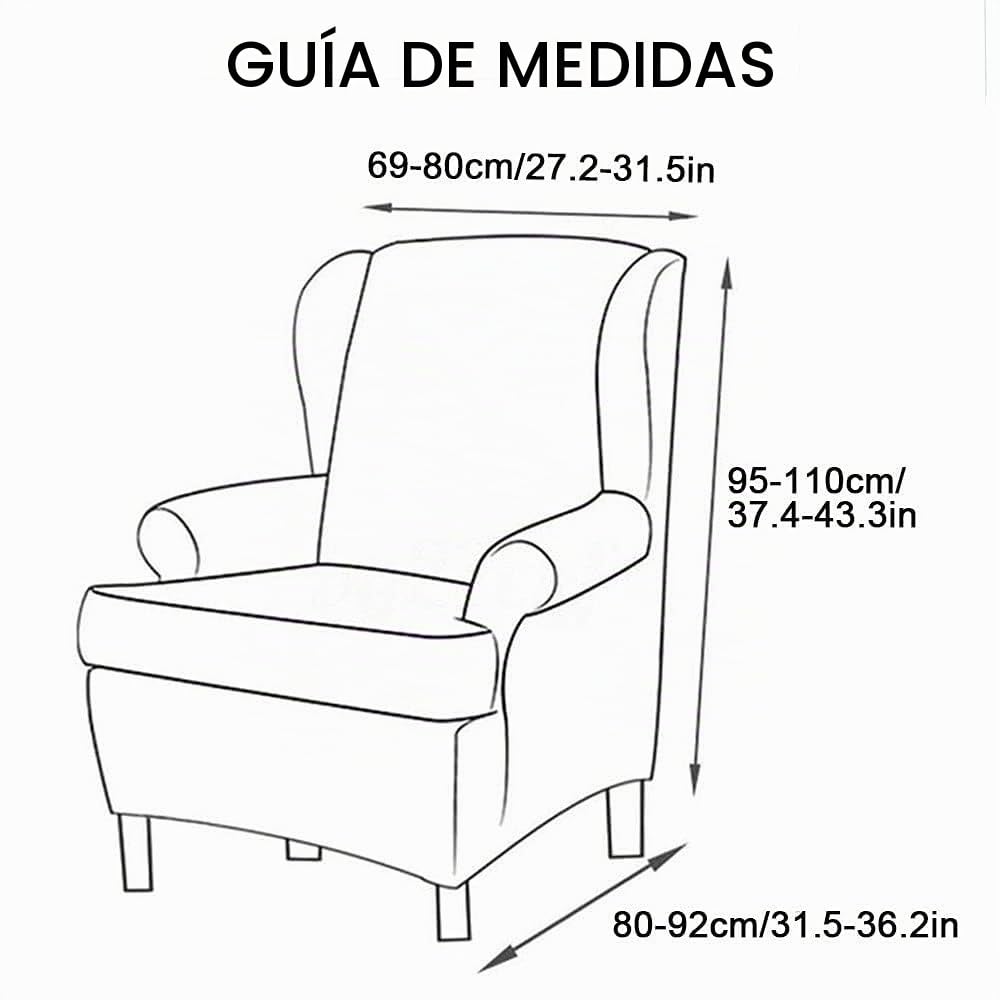 Highdi Funda de Sillón de Orejas Elástica para Strandmon, Funda de Sofá Relax 2 Piezas con Funda de Cojín, Fundas Protector de Butaca para Dormitorio, Recepción, Club (Flor y Hoja)